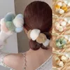 Mulheres Moda Cabelo De Pelúcia Scrunchies Estilo Coreano Dois Color Pompom Elástico Borracha De Borracha Soft Costureiro Acessórios De Cabelo