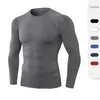 Running Jerseys Mäns Höst och Vinter Sport Långärmad Utomhus Tight Train T-shirt Hög Elastisk Fast Torr Fitness Cycliclothes