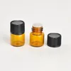 100 Förpackningar Parfym Amber Mini Glass Bottle Essential Oil Flaskor med Plug and Caps Retail Box