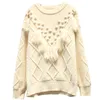 Frauen Winter Pullover Oneck Rüschen Tassle Pull Pullover Tops Grün Gelb Stricken Hässliche Pullover Weihnachten Pullover 210430