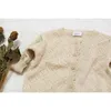 Frühling Sommer Baby Mädchen Reine Farbe Aushöhlen Strickjacke Mantel Kinder Kleidung Jungen Langarm Gestrickte Kinder 210429