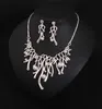 Ensemble de bijoux de luxe pour mariage, dubaï, cristal, strass, fête de bal, collier de mariée indien, boucles d'oreilles de concours, ensemble pour mariée H1022