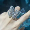 Solid 925 Sterling Silver Ring Hyperbole Butterfly Design Created Moissanite Diamond Rings Wholesale Wedding Enagement Gift Cluster