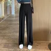 Pantalones de mujer Harajuku pantalones de chándal coreanos de talla grande ropa de mujer de longitud completa suelta cintura elástica sólida alta pierna ancha 210428