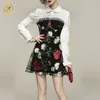 Women Floral Embroidery Mesh Patchwork Summer Dress Ladies Flare Long Sleeve Shirt Dresses Vestidos 210520