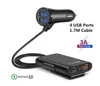 60W 8A Front / Back Seat 4 Port USB Quick Charge 3.0 Car Charger For iPhone Huawei Xiaomi Samsung