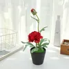 装飾的な花の花輪28.5cm高品質の造花、2ヘッド小さな牡丹ミニ鉢植えの植物、オフィスの装飾、ホームデスクトップOrn