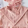 Vår Höst Spädbarn Baby Girls Rompers Kläder Bodysuit Långärmad Lace + Cap 0-2 år 210429