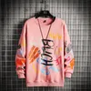 Erkek Hoodies Tişörtü Tek Yol Erkek Crewneck Kazak Erkekler Harajuku Büyük Boy Japon Streetwear Hip Hop Siyah Hoodie