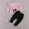 0-3y Leopard criança bebê nascido menino bebê conjunto de roupas brigas bow tops calças outono trajes roupas 210515