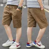 Fashioin Toddler Boys Cargo Pants Korean Teenage Loose Shorts Solid Color Sport Clothes for Children 4 8 12 14Y 210622