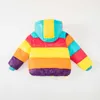 LZH Outono Casacos de Inverno para Meninas Grossas Down Algodão Para Meninos Rainbow Listras Menina Kid's Girl Coat 2021 New Children's Windbreaker H0909