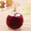 Porte-clés boule en fausse fourrure de lapin pour femmes, mignon, pompon, décoration en perles, pendentif pour sac à dos, accessoires