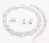 African Costume Wedding Party Silver Plated Crystal necklace earring bracelet ring african beads jewelry sets