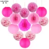 15 teile/los Tissue Laterne/Pom Poms Blume/Rosette Fans Geburtstag Baby Shower Party Hochzeit Dekoration Papier Set Violette farbe