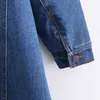 Kobiety Moda Denimn Długa Kurtka Casual Casual Down Collar Bawełniany Pościel Płaszcz Pojedyncze Kierowane Eleganckie Ladies Kurtki Zima 210515