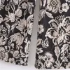 Pseewe dames broek za riem zwart print hoge getailleerde broek voor vrouwelijke vintage baggy rechte wijde beenbroek vrouw ritsvlieg q0801