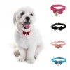 Dog Collar Leashes Cat Collar Velvet Bow Tie Safety Elastic Bowtie Bell Pet levererar justerbar stark med spänne och klipp