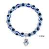 Evil Eye Hamsa Blue Beaded Charm Stretch Strands Bracelet Main de Fatima Turc Lucky Blue Eyes Bracelets pour la protection et la bénédiction