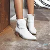 Hurtownie Buty Damskie Jesień i Zima Moda Dopasowanie kolorów Spiczasty Mid Heel Krótkie buty Tube Plus Size 34-40