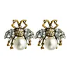 ダイヤモンドのinlaidの合金のファッションの人格ジュエリーのかわいいロマンチックな女の子の贈り物と蜂の大きな真珠スタッドのイヤリング