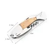 Cute Fish Shaped Wine Opener Wood Handle Professional Metal Openers Multifunction Portable Screw Corkscrew Wine Bottle Opener ZZA12412