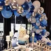 102pcs retro färg marinblå blå ballong båge krans kit baby showerwedding hawaiian party födelsedag ballons globos dekoration 210626