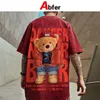 Abfer Western Style Retro T Shirt Men Cartoon Bear Printed GraphicTシャツ