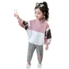 Детская одежда для девочек грузовой куртка + брюки наряды лоскутное комплекты одежды подростки детские трексуиты 6 8 10 12 14 210528