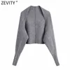 Zevity Women Oversleeve Shawl Style Knitting Sweater Femme Chic Design High Street Casual Ladies Cardigans Tops S556 210603