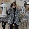 暖かい厚い千鳥格子の女性のウールコート冬の韓国のヴィンテージエレガントなファッションジャケットノッチカラーウールのブレンド210518