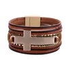 Armreif im ethnischen Stil, Paarschmuck, echtes Leder, breite Manschetten, Damenarmband, Kreuz, magnetische Schnalle, Charme weiblich