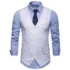 Men's Classic Slim Fit Chain Vest Brand Single Breasted Waistcoat Men Wedding Business Casual Tuxedo s Gilet 210923