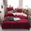 Alta Qualidade Pure Color Bedding Conjunto Sólido Conjunto de Tampa Do Edredão Escovado Lixada Roupa Bedclothes Home 4 Pcs Lençóis de Cama Moderno Estilo Cama Set 210319