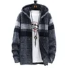 Men's Trench Coats 2021 Warm Fashion Sweatshirt Jacket Sweater Knitted Fleece Coat Hooded Korean Version Of The Trend Casual Cardigan