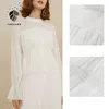 FANSILANEN Transparent elegant white long chiffon dress Women flare sleeve draped boho Beach vintage spring maxi 210607