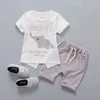 Bebek Erkek Giyim Seti Yaz Tops Şort Pamuklu Çocuk Çocuklar Spor Suit 1st Doğum Günü Kostüm Toddler Erkek Örgün Giyim Setleri G220310