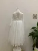 Full White Lace Girls Party Dress for Wedding Children Hallow Out Broderi Barnkläder 210529