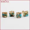 Ohrstecker BOROSA 5/10Pairs Druzy 7mm Quadratisches Kupfer Natürliche Türkis Ohrringe Blauer Stein Ohrstecker Mode Für Frauen G1648