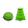 휴대용 실리콘 접이식 컵 다기능 텀블러 개폐식 야외 여행 캠핑 워터 컵 끈 6 색