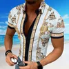 Man Casual Shirts Hawajski Koszula Z Przyciskiem Zamknięcie Krótki Rękaw Turn-Down Summer Print Bluzyka Fabryczna Supply Odzież Bluzka