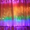 3x3m Rainbow Led Garland Okno Zasłona Wróżka String Light Wedding Party Home Garden Sypialnia Indoorchristmas Nowy Rok Dekoracji Y0720