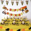 Engångs servis yshmily Construction Party Decoration Trucks Table Set Kids Boys Birthday Decor Supplies