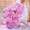 Fleurs de mariage mode Bourgogne Bouquet rose/rouge/blanc/bourgogne mariée demoiselle d'honneur fleur artificielle Rose mariée