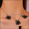 Pendant Necklaces & Pendants Jewelry Yamog Gothic Black Spider Necklace Women Halloween Gift Punk Alloy Clavicle Chain European Retro Festiv