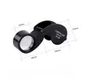 40X Portable Loupe de pliage Portable Microscope à la loupe Illuminé Loupe-Loupe-Loupe de bijoux en verre Stamps Stamps Antiquités avec LED Light SN3077