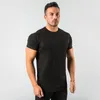 Nya snygga vanliga toppar fitness mens t shirt kort ärm muskel joggar bodybuilding tshirt manlig gymkläder smal fit tee mode 454