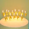 Torta di compleanno oro / argento lettere dorate felici candela candele dorate con lettere Decorazione per feste con scatola in PVC