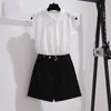 Shirt Zomer Pop Kraag Veelzijdig Koreaanse stijl Top Kant Shirt Dames Mouwloze Gepardeerde Vrouwen Tops en Blouse Blusas 14661 210528