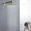 8/10/12 inch Stainless Steel Rainfall Shower Head Bathroom Square/ Round Showerhead Accessory Brushed Gold Finish 210724